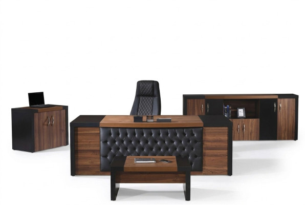 Möbel für das Arbeitszimmer Schreibtisch Schreibtisch-Set 4-teilig Holz Braun