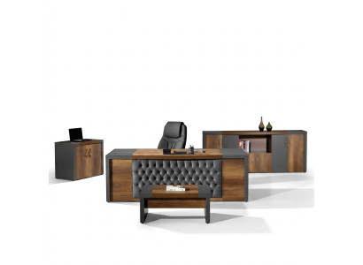 Mobilier de bureau complet Bureau Bureau Bureau Bureau Ensemble 4 pièces Bois Marron