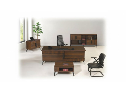 Mobilier de salle d'étude Bureau Bureau Ensemble 4 pièces Bois Marron