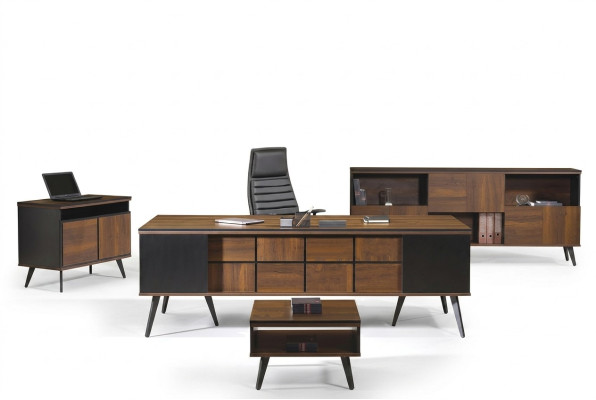 Mobilier de salle d'étude complet Bureau Bureau 4 pièces Bois Marron