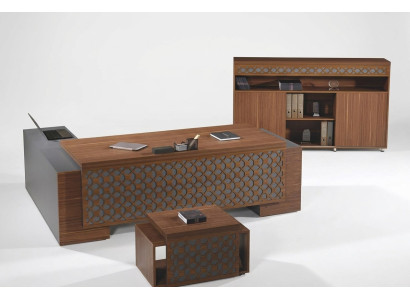 Bureau d'angle complet et bureau de poste Ensemble de bureau 3 pièces Bois Marron Mobilier de bureau