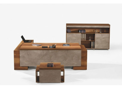 Mobilier de bureau Bureau en coin Bureau complet Bureau de bureau Ensemble de bureau 3 pièces Bois Marron