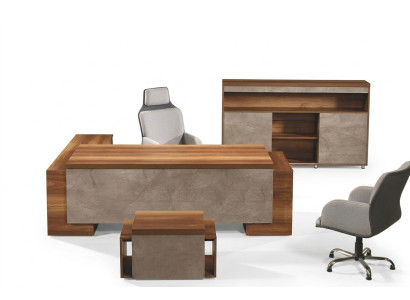 Mobilier de bureau complet Bureau d'angle Bureau de bureau Ensemble de bureau 3 pièces Bois Marron