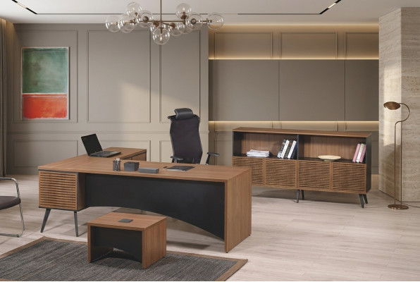 Mobilier de salle d'étude Table de bureau d'angle Ensemble complet de 3 pièces Bois Marron Mobilier de bureau