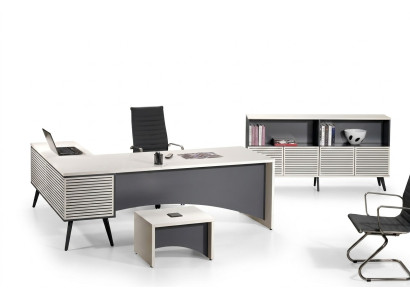 Bureau d'angle complet et ensemble de bureau 3 pièces en bois blanc pour bureau.