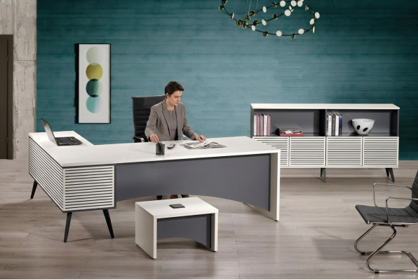 Table de travail coin table de bureau Complet e Bureau 3 pièces Mobilier de bureau en bois Blanc