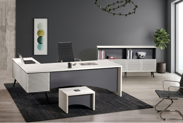 Table de travail coin table de bureau Complet e Bureau 3 pièces Mobilier de bureau en bois Blanc