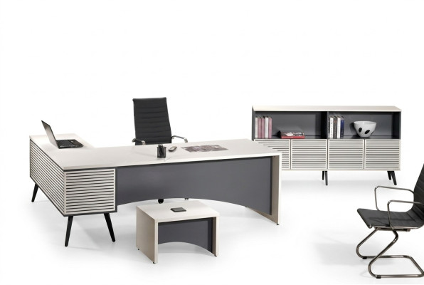 Table de travail coin table de bureau Complet e Bureau 3 pièces Mobilier de bureau en bois Blanc