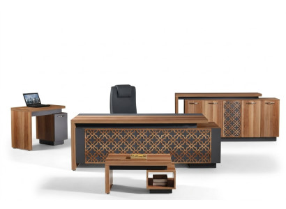 Bureau complet Bureau de bureau Mobilier de bureau Ensemble de bureau 4 pièces Bois Marron Bureau