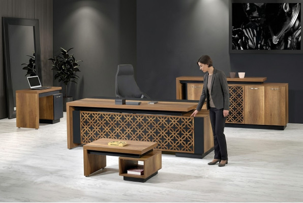 Mobilier de bureau étude complet classique 4pcs bois brun