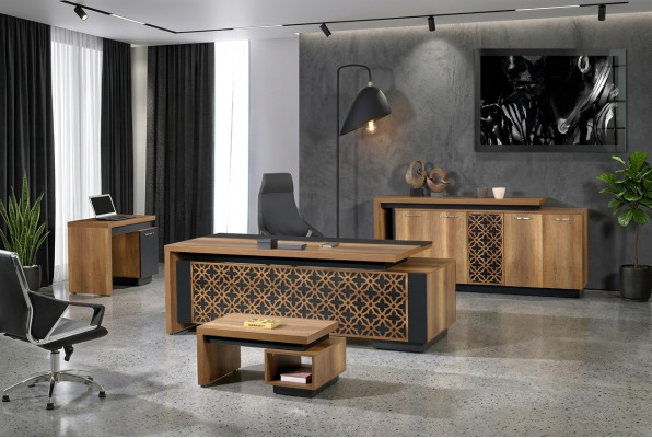 Mobilier de bureau étude complet classique 4pcs bois brun