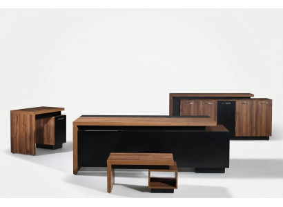 Bureau de bureau Mobilier de bureau Ensemble complet de bureau Ensemble de bureau 4 pièces Bois Noir