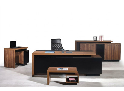 Mobilier de bureau Bureau complet Bureau Bureau Bureau à tiroirs 4 pièces Bois Noir