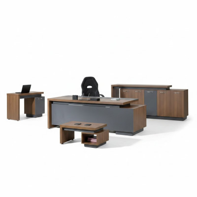 Mobilier de bureau complet Ensemble de bureau Bureau Bureau de bureau Ensemble de 4 pièces Bois Marron