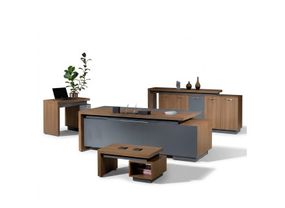 Bureau de bureau Mobilier de bureau Ensemble de bureau complet 4 pièces Bois Marron