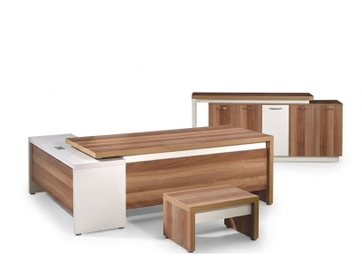 - Mobilier complet pour salle d'étude - Bureau d'angle 3 pièces en bois marron - Mobilier de bureau