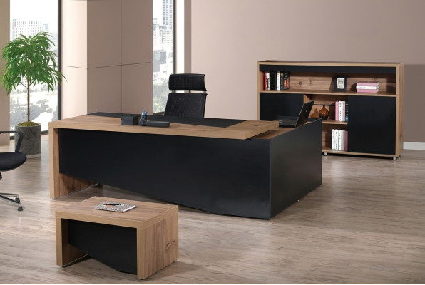 Meubles de bureau Bureau complet Angle de bureau Table de bureau Bureau Bureau 3 pièces Bois Noir