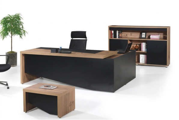 Meubles de bureau Bureau complet Angle de bureau Table de bureau Bureau Bureau 3 pièces Bois Noir