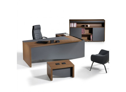 Mobilier de bureau d'angle gris classique 3 pièces en bois de la salle d'étude complète