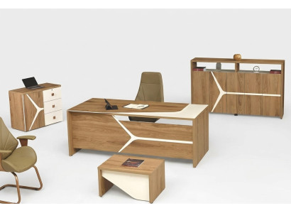 Bureau de bureau complet moderne Ensemble de bureau 4 pièces Bois Marron