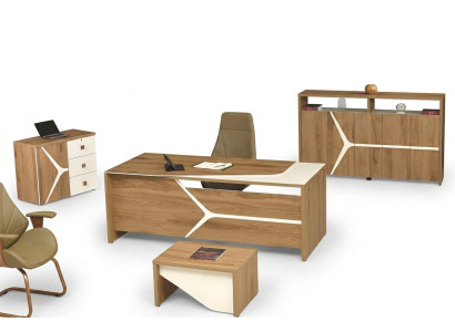 Bureau de bureau complet Ensemble de bureau de bureau 4 pièces Bois Marron Moderne