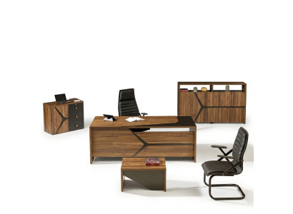 Étude de la chambre Mobilier Bureau Complet e 4pcs Bois Marron Mobilier de bureau