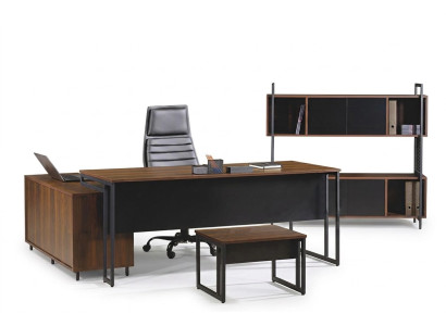 Mobilier de bureau Coin de bureau complet Bureau Bureau d'angle Bureau de bureau 3 pièces Bois Marron