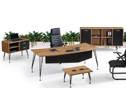 Mobilier de bureau complet Bureau complet Bureau de bureau 4 pièces Bois Noir