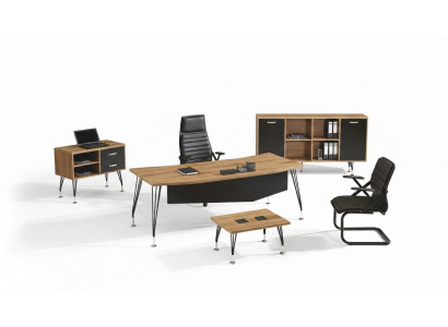 Bureau de bureau Mobilier de bureau Ensemble de bureau complet 4 pièces Bois Noir
