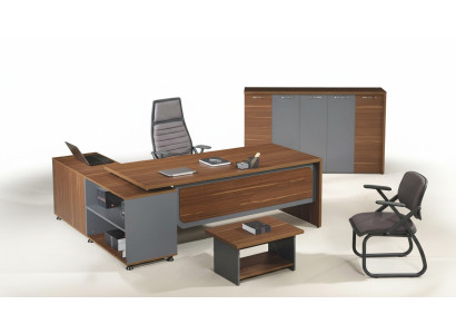 Groupe de bureau d'angle Complet Ensemble de bureau 3 pièces en bois Mobilier de bureau Marron