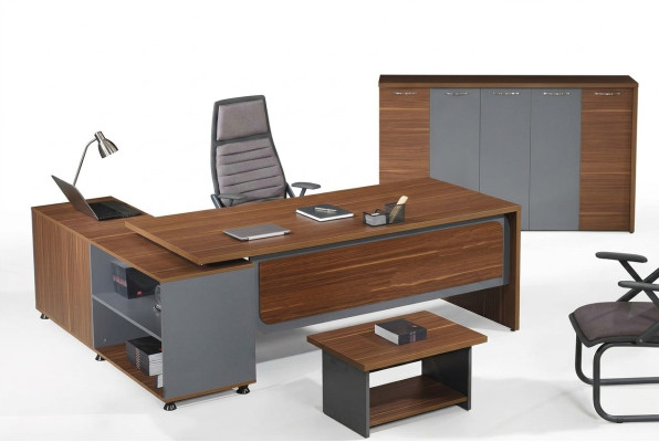 Suite de bureau d'angle Bureau Table Bureau Ensemble de bureau 3 pièces Mobilier de bureau en bois Marron