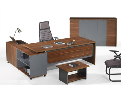 Suite de bureau d'angle Bureau Table Bureau Ensemble de bureau 3 pièces Mobilier de bureau en bois Marron