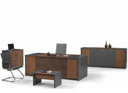 Bureau complet Bureau de bureau Mobilier de bureau Ensemble de bureau 4 pièces Bois Marron Bureau