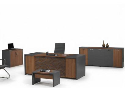 Bureau de bureau Mobilier de bureau Ensemble de bureau complet 4 pièces Bois Marron Bureau