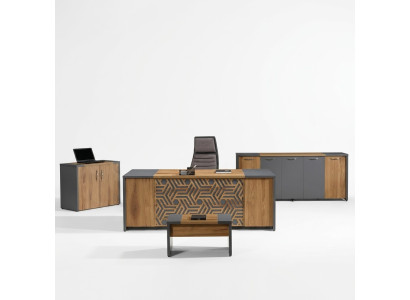 Möbel für das Büro Komplettbüro Büromöbel Schreibtisch Büro Schreibtisch Set 4-teilig Holz Braun