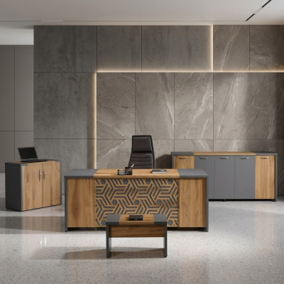 Mobilier de bureau pour le bureau d'étude Ensemble complet de bureau 4 pièces en bois brun
