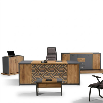 Mobilier de bureau pour le bureau d'étude Ensemble complet de bureau 4 pièces en bois brun