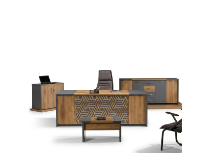 Mobilier de bureau pour le bureau d'étude Ensemble complet de bureau 4 pièces en bois brun