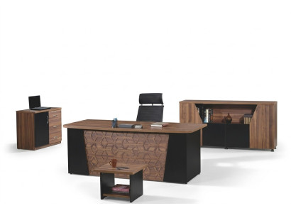 Bureau complet Bureau de bureau Mobilier de bureau Ensemble 4 pièces Bois Marron Bureau