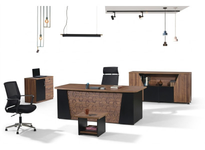 Suite Bureau Bureau 4 pièces Ensemble de bureau en bois Mobilier de bureau Marron