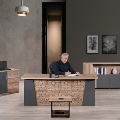 Bureau complet Bureau Bureau Ensemble de bureau 4 pièces Bois Marron Bureau