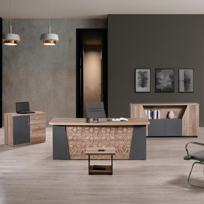 Bureau complet Bureau Bureau Ensemble de bureau 4 pièces Bois Marron Bureau