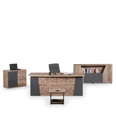 Bureau complet Bureau Bureau Ensemble de bureau 4 pièces Bois Marron Bureau