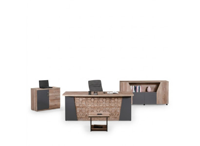 Bureau complet Bureau Bureau Ensemble de bureau 4 pièces Bois Marron Bureau
