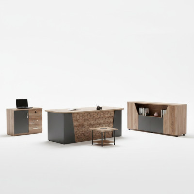 Mobilier de bureau complet Bureau Bureau Bureau Ensemble 4 pièces Bois Brun