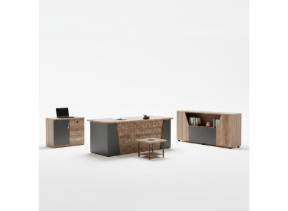 Mobilier de bureau complet Bureau Bureau Bureau Ensemble 4 pièces Bois Brun