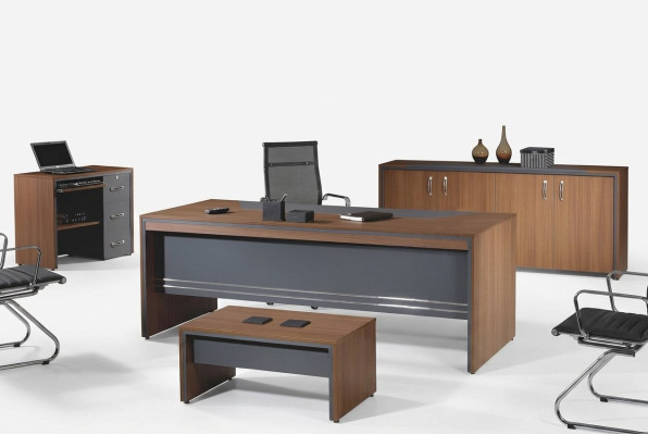 Suite de bureaux Ensemble complet de bureaux 4 pièces en bois brun Bureau