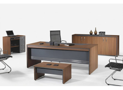Suite de bureaux Ensemble complet de bureaux 4 pièces en bois brun Bureau