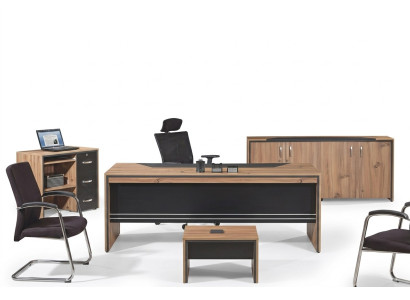 Mobilier de bureau Table de bureau Mobilier de salle d'étude Ensemble de bureau 4 pièces Bois Noir