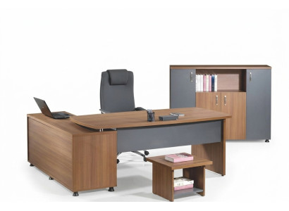 Coin Bureau table Mobilier de salle d'étude Ensemble de bureau complet 3 pièces en bois marron